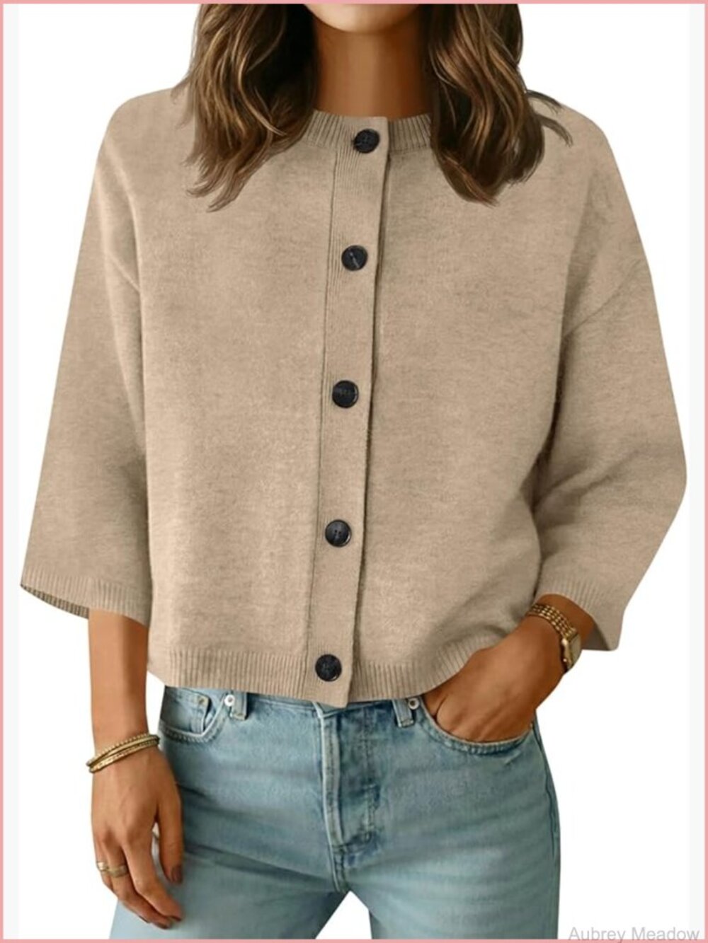 Short Sleeve Cardigan Sweater Crew Neck Button Down Lightweight Casual Knit Top